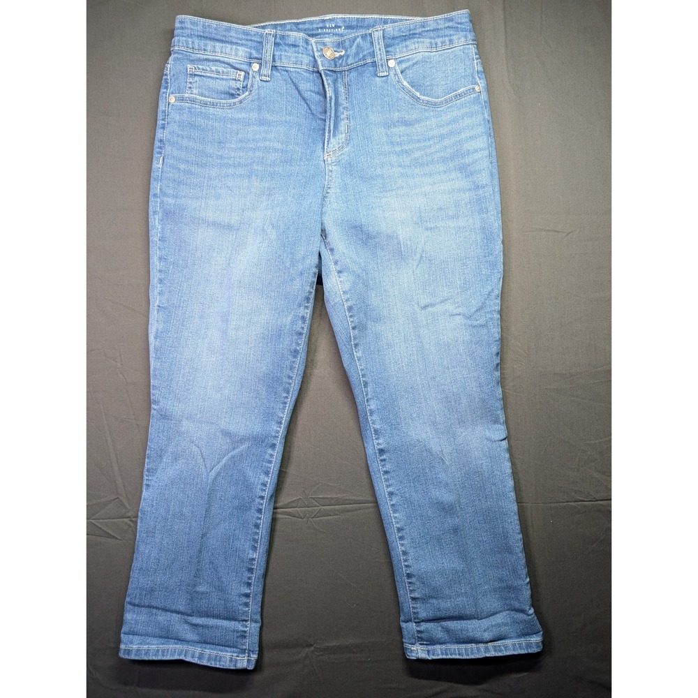 New Directions Skinny Crop Jeans Womens 6P Blue Medium Wash Denim Petite Stretch